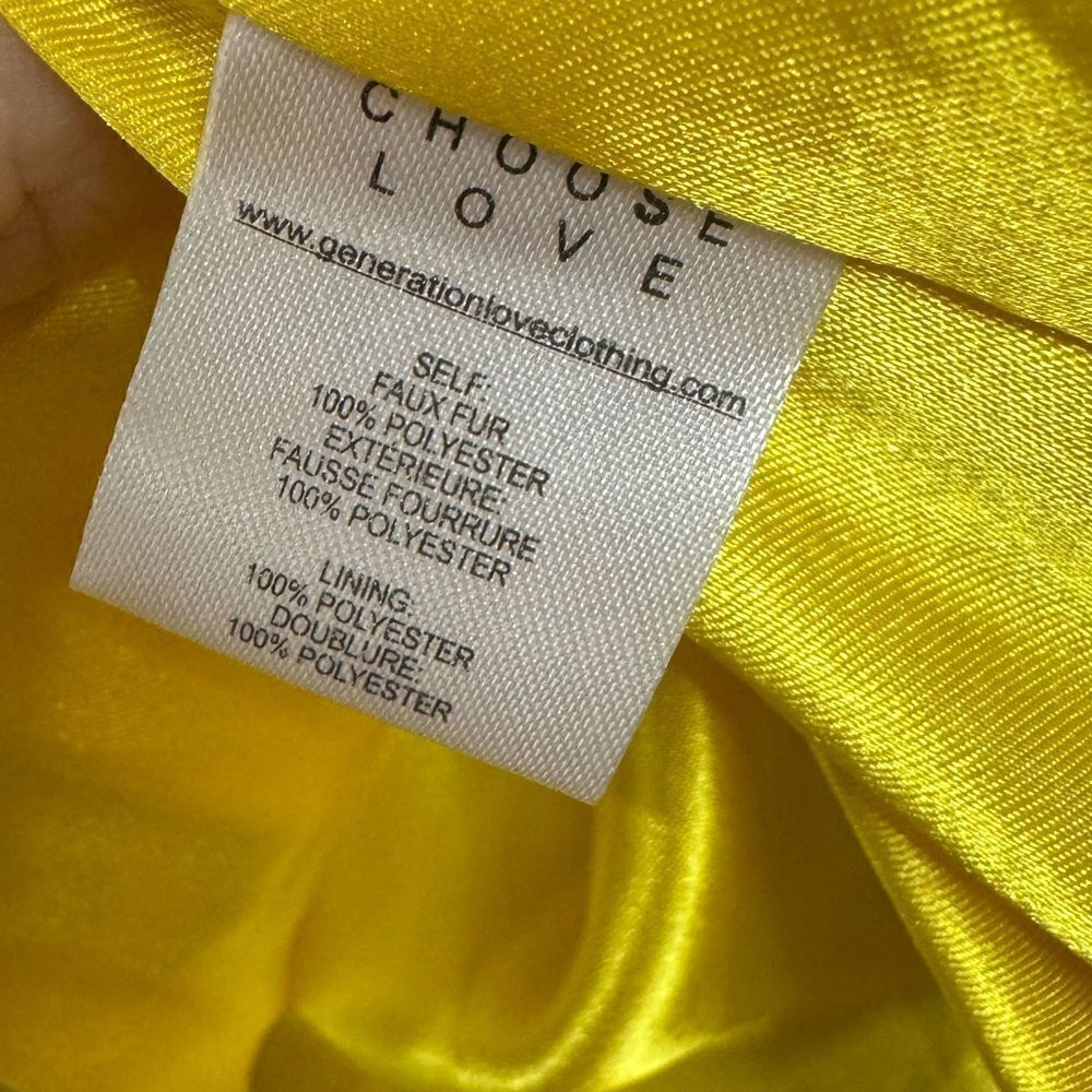 NWT Generation Love Jodi Faux Fur Bomber Jacket in Yellow - Picture 11 of 12